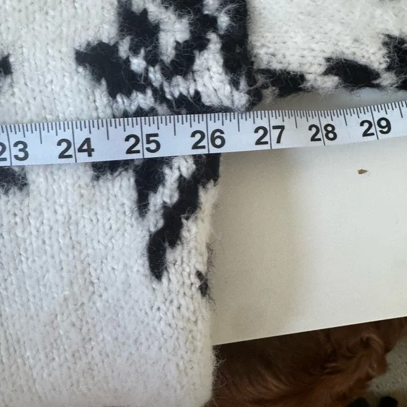 Free People Oversized Chunky Knit Fireside Tunic Sweater Ivory Black Medium - Picture 14 of 16